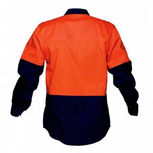 Long Sleeves Work Out Shirt Orange Navy